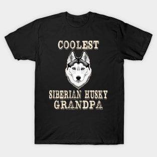 Coolest Siberian Husky Dog Grandpa T-Shirt